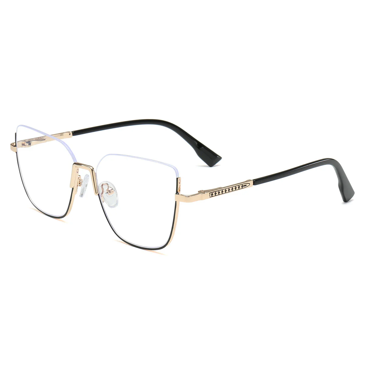 Stylish Semi-rimless Cat Eye Glasses Metal Frame for Women VK2117 - Image 2