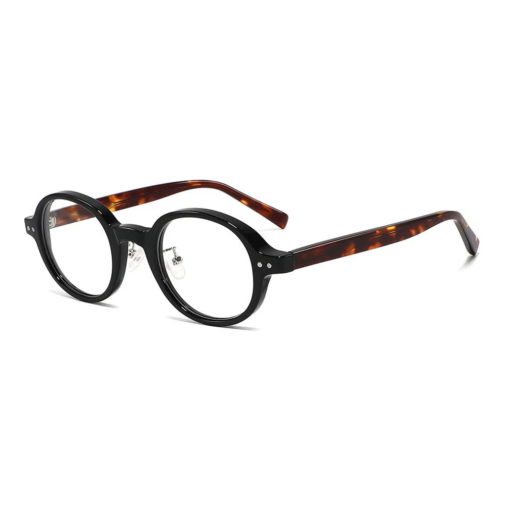 Retro Oval Blue Light Blocking Glasses Fake Glasses VK2119 - Image 12