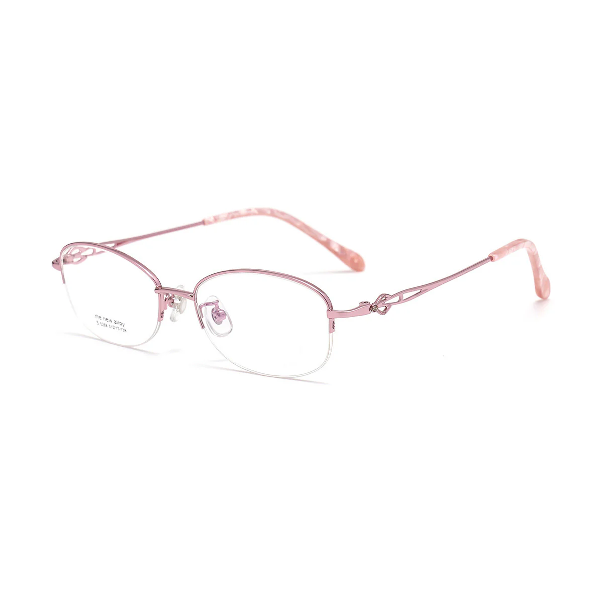 Stylish Oval Semi-Rimless Metal Glasses Lightweight & Elegant VK2120 - Image 2