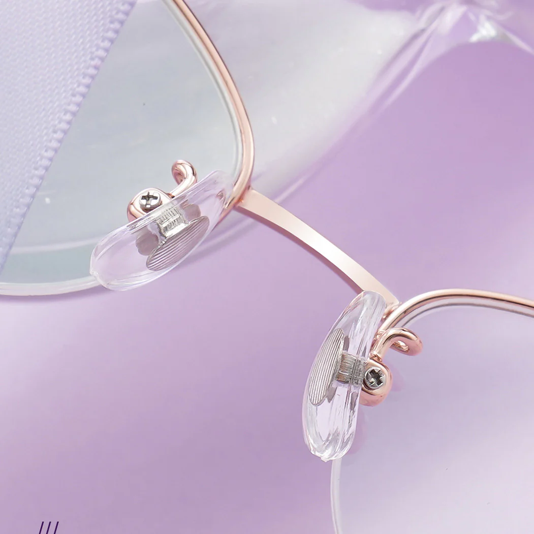 Stylish Oval Semi-Rimless Metal Glasses Lightweight & Elegant VK2120 - Image 4