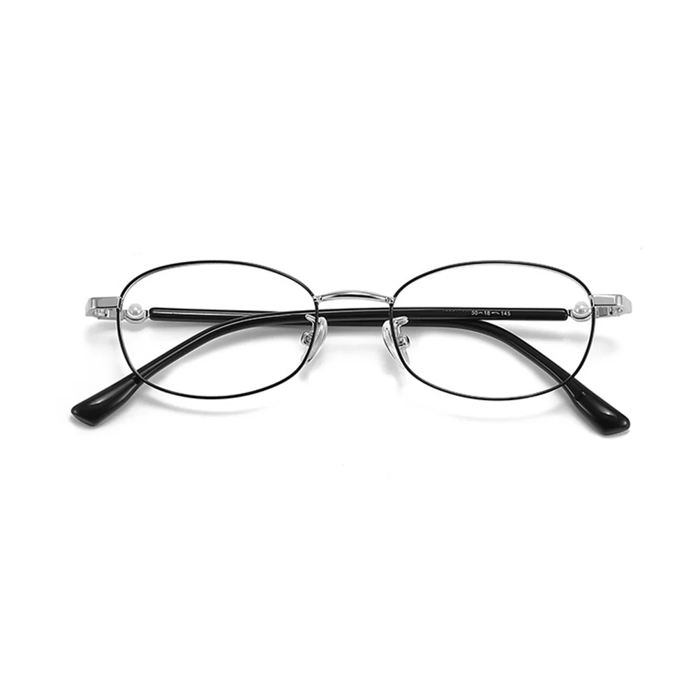 Metal Oval Prescription Glasses With Titanium Temple VK2123 - Image 6