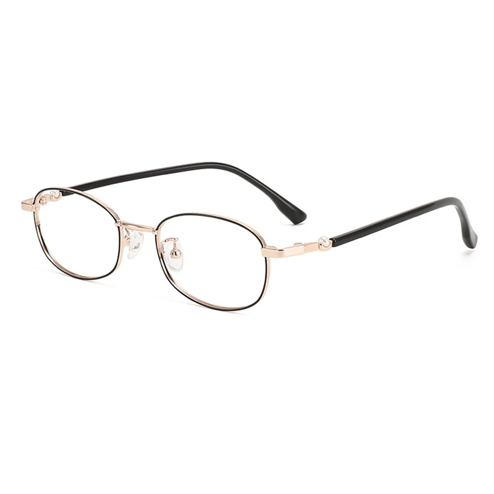Metal Oval Prescription Glasses With Titanium Temple VK2123 - Image 9