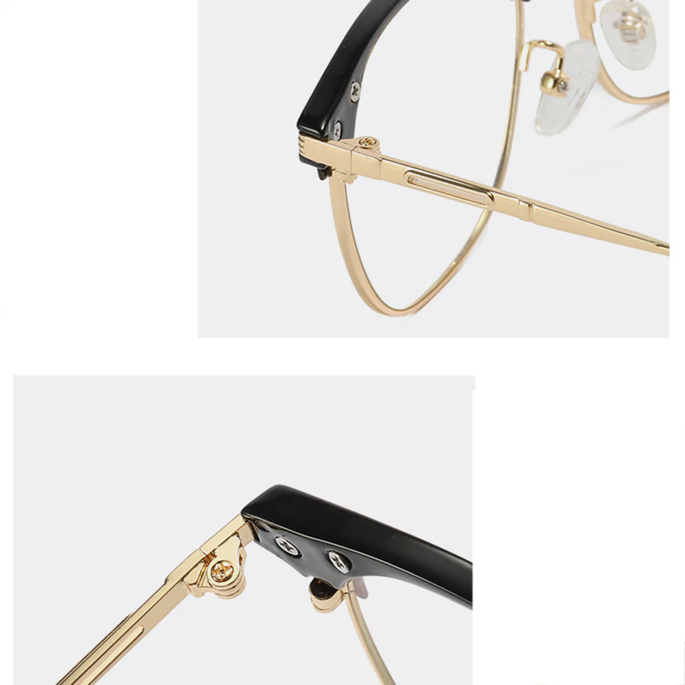 Blue Light Blocking Glasses Metal Browline Frame VK2127 - Image 3