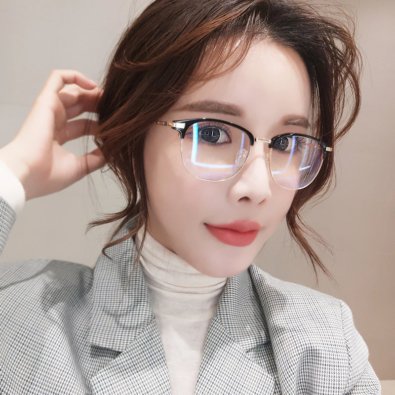 Blue Light Blocking Glasses Metal Browline Frame VK2127 - Image 6