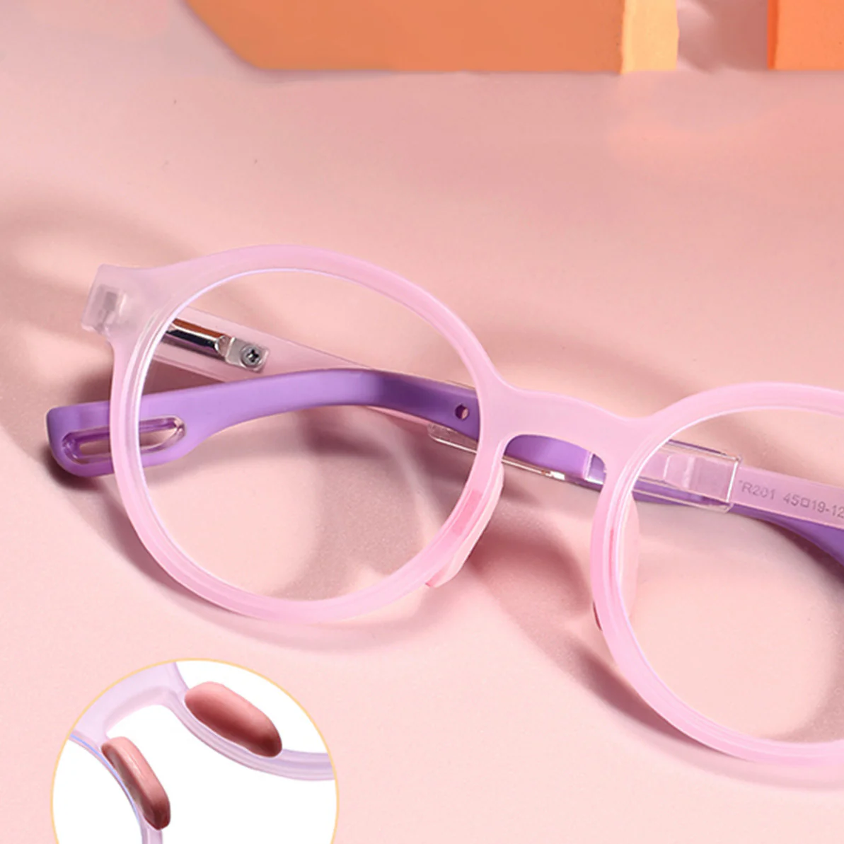 Kids Round Glasses with Spring Hinge Removable Nose Pads VK2134 - Image 3