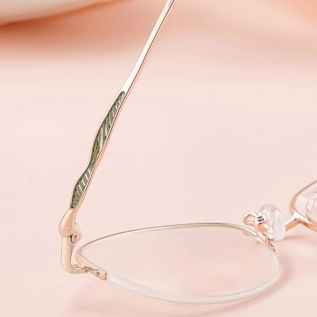 Oval Half Rim Glasses Metal Elegant Reading Glasses for Women VK2158 - Image 3