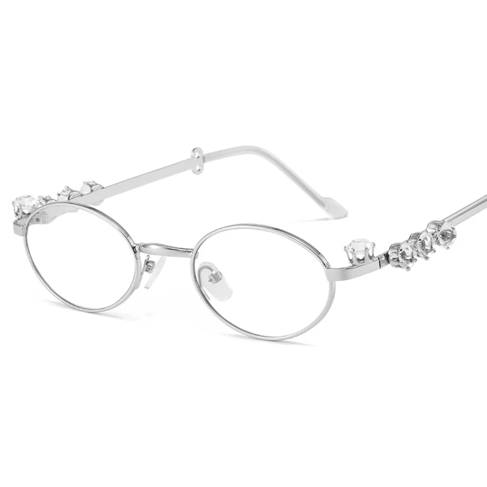 Women's Oval Metal Eyeglasses Luxury Crystal Temples VK2168 - Image 8