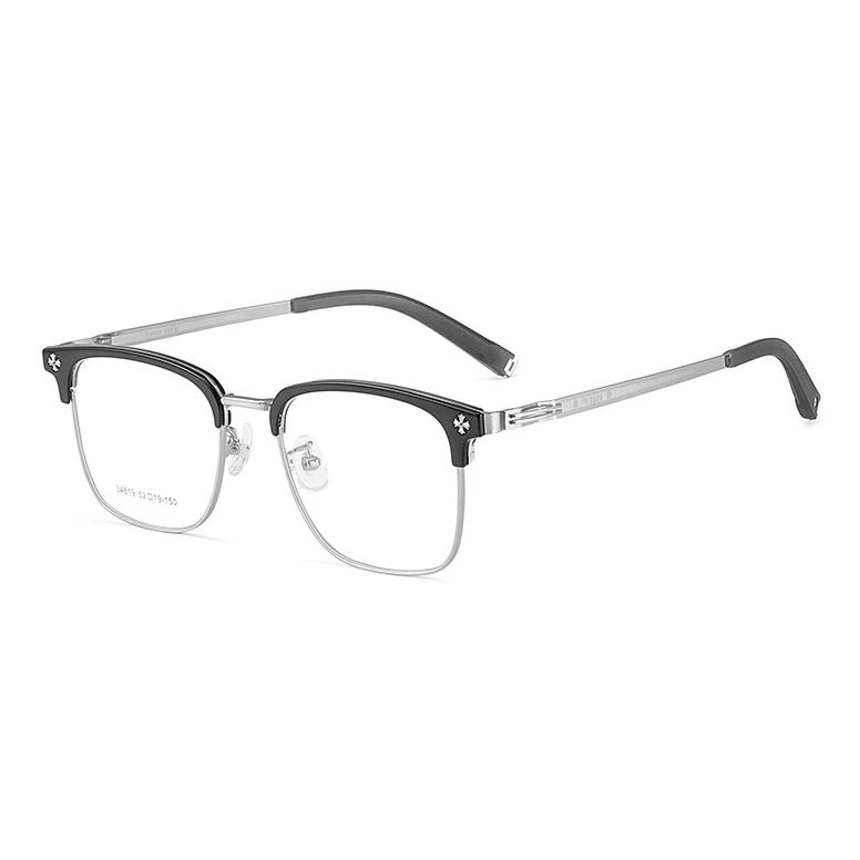 Light Luxury High-Grade Metal Browline Glasses Frame VK2183 - Image 7