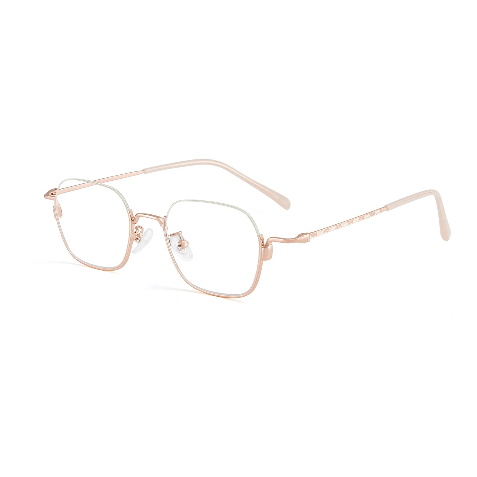 Half Rim Metal Geometric Glasses with Carved Pattern Temples VK2199 - Image 10