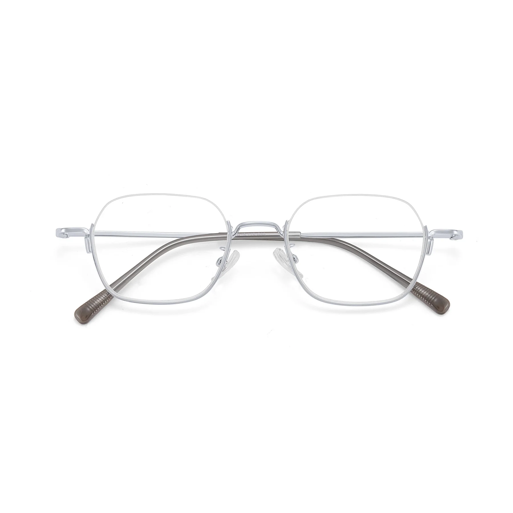 Half Rim Metal Geometric Glasses with Carved Pattern Temples VK2199 - Image 11