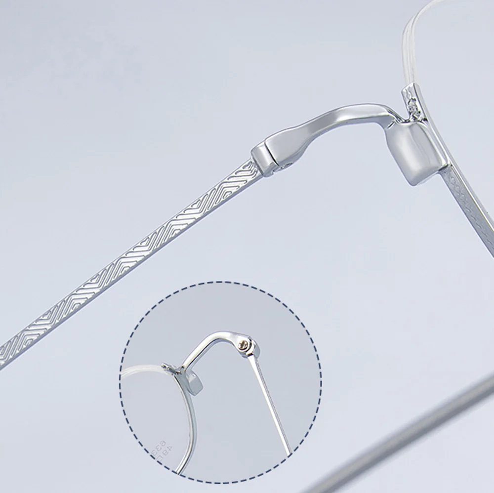 Half Rim Metal Geometric Glasses with Carved Pattern Temples VK2199 - Image 13