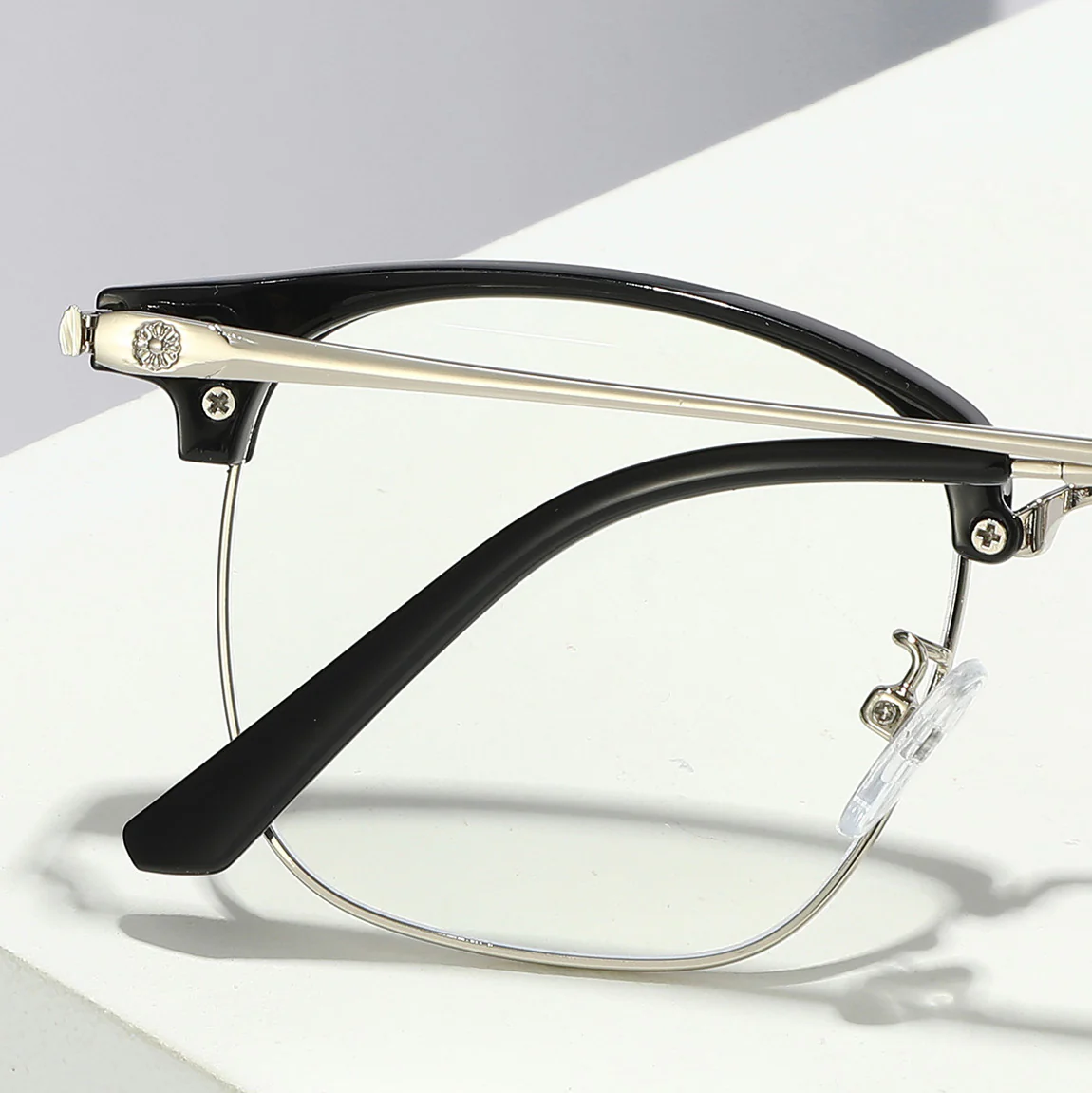 Unisex Metal Browline Glasses with Blue Light Protection VK2202 - Image 3