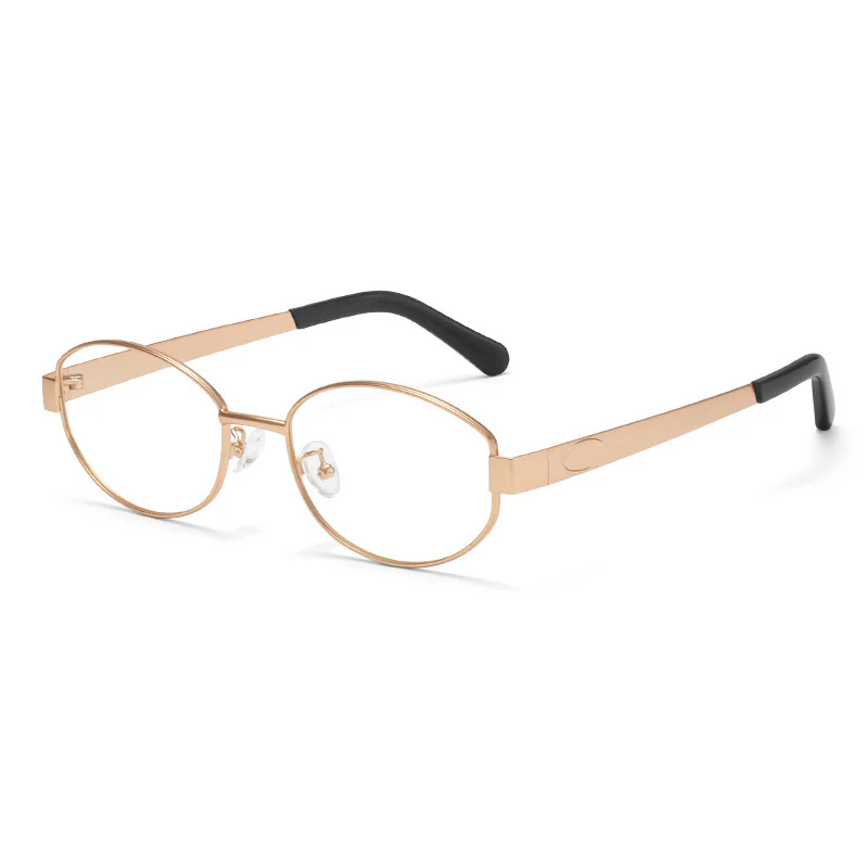 Trendy Oval Metal Glasses Frame with Thick Temples VK2209 - Image 8