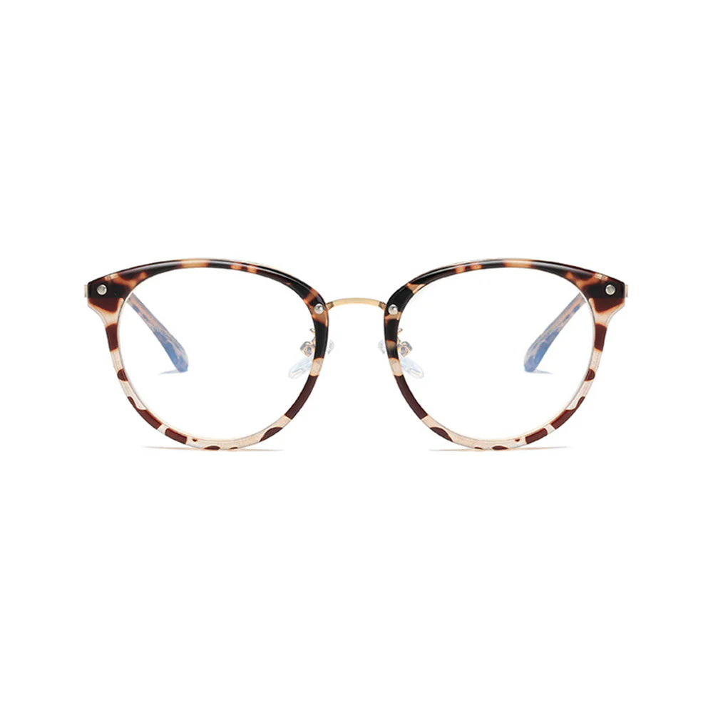 Round Blue Light Blocking Glasses TR+ Metal Frame VK2215