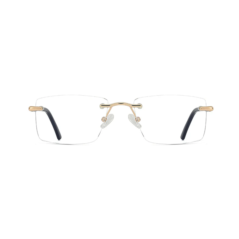 Rimless Metal Business Rectangle Blue Light Blocking Glasses VK2222