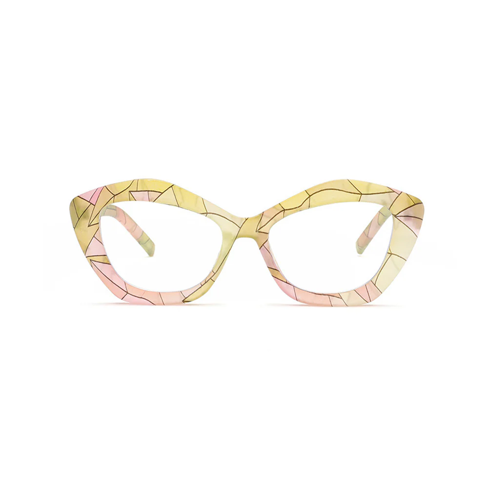 Irregular Cat-Eye Glasses with Colorful Thick Frames VK2226