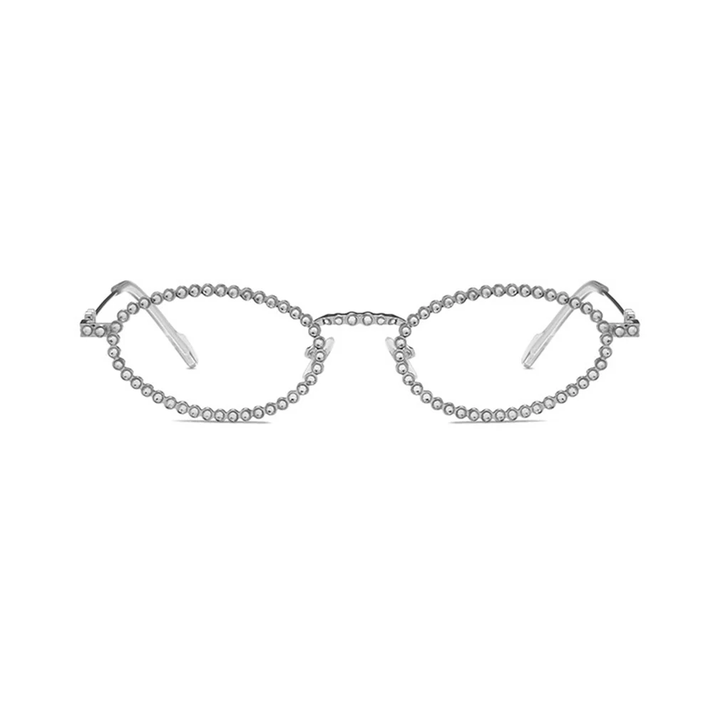 Full Rhinestone Oval Glasses Frames Y2K Fashion VK2228 - Image 9