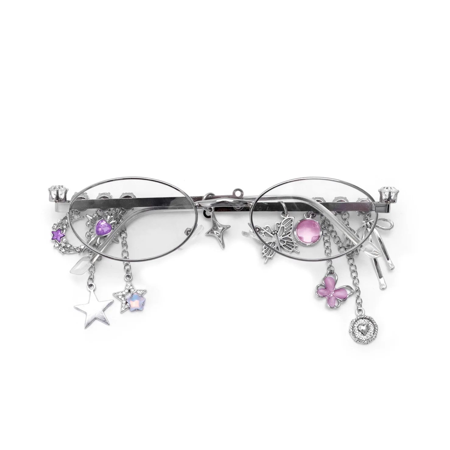 Trendy Y2K Oval Glasses with Dangling Charms VK2247