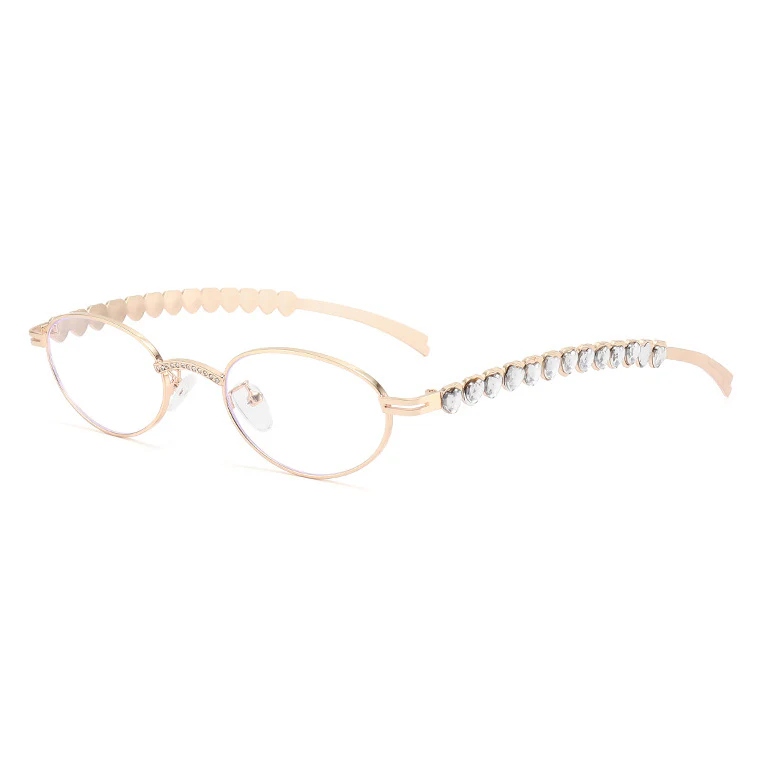 Trendy Oval Glasses with Rhinestone Detailing VK2256 - Image 4