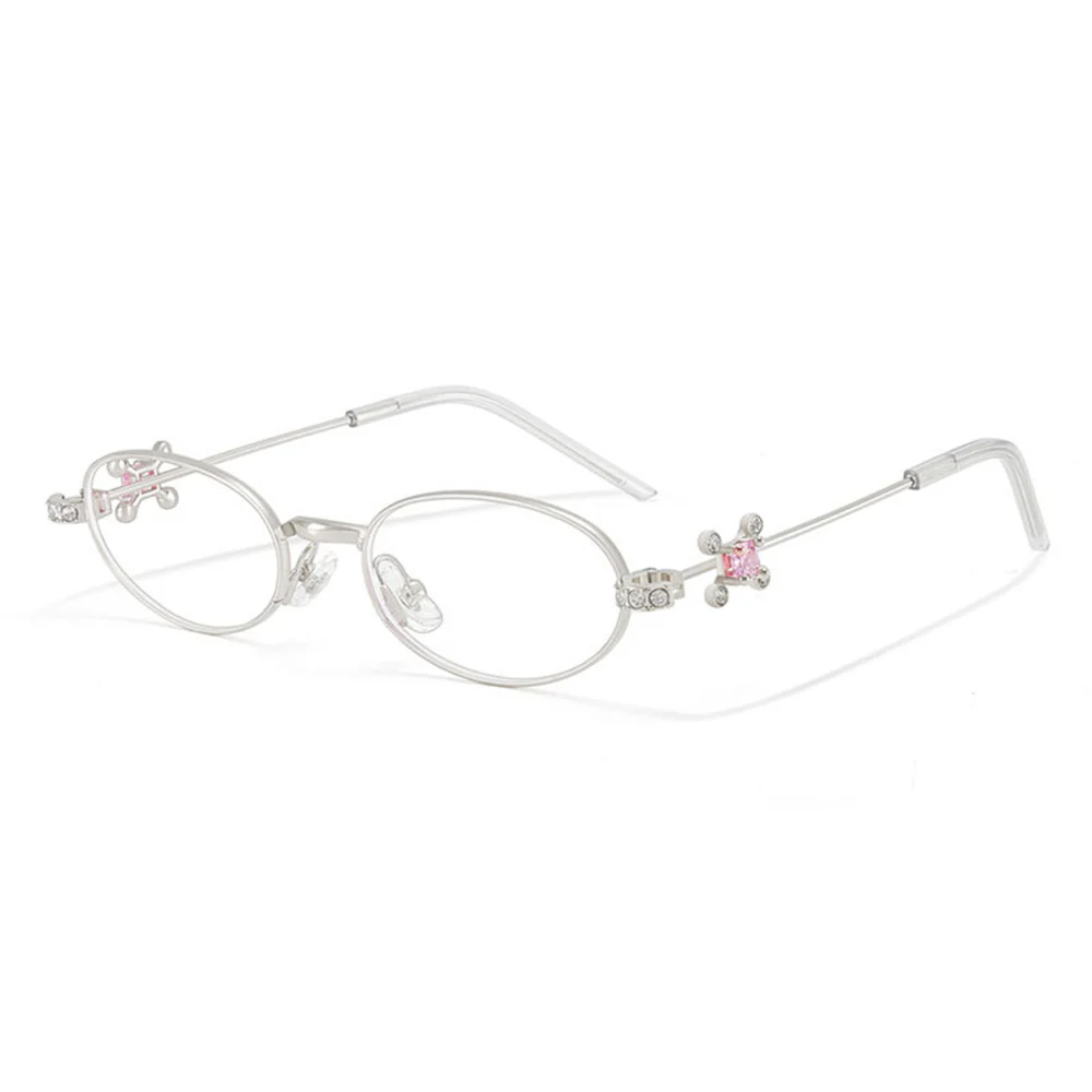 Oval Metal Rhinestone Glasses Y2K Style VK2270 - Image 7