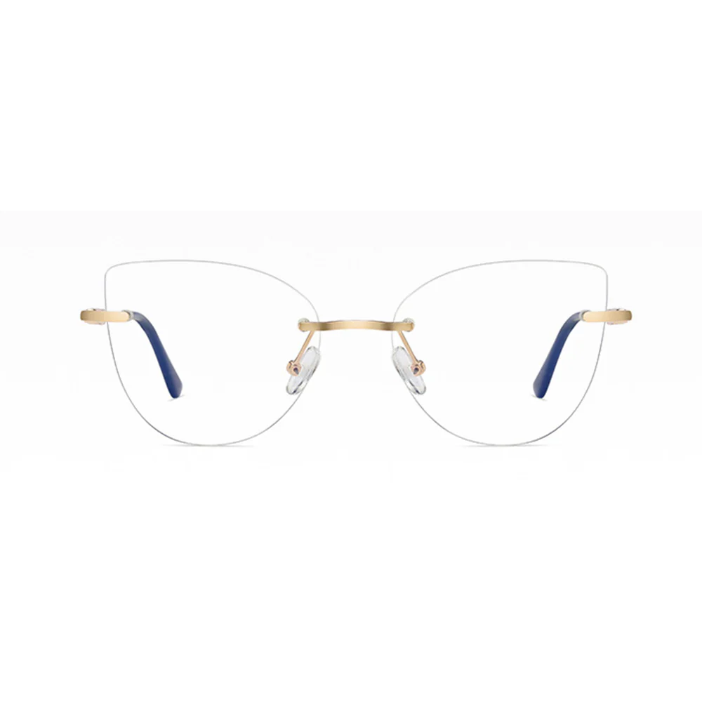 Rimless Cat-Eye Metal Glasses for Women VK2314