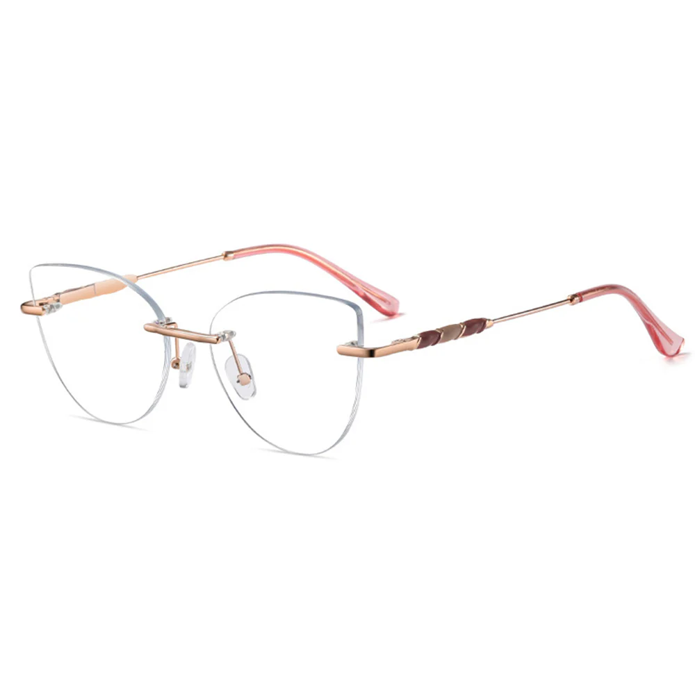 Rimless Cat-Eye Metal Glasses for Women VK2314 - Image 7