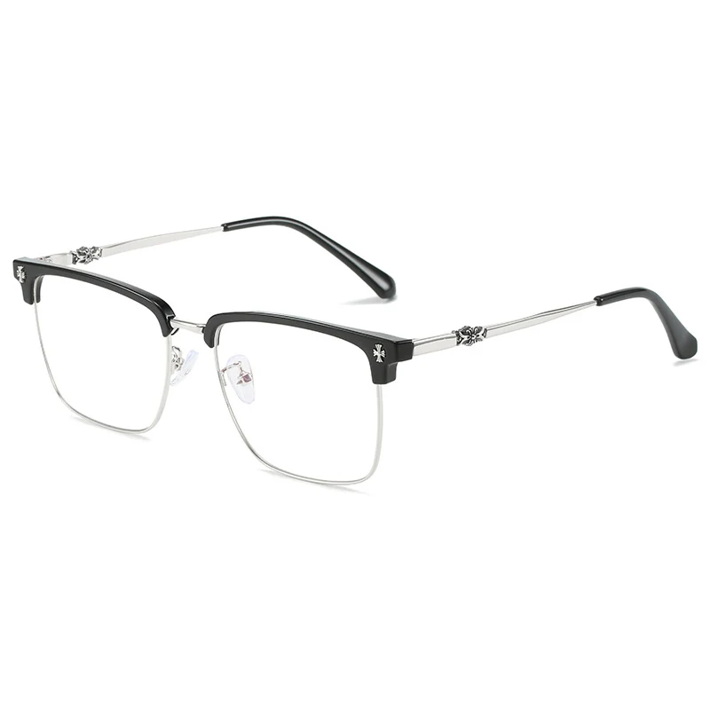 Square Metal Thin Frame Browline Glasses VK2324 - Image 6
