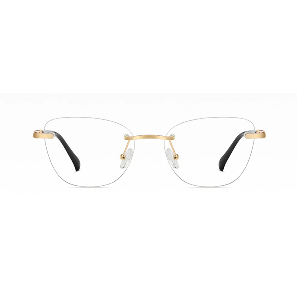 Rimless Cat-Eye Glasses for Women with Crystal Accents VK2328
