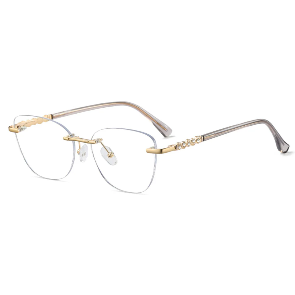 Rimless Cat-Eye Glasses for Women with Crystal Accents VK2328 - Image 11