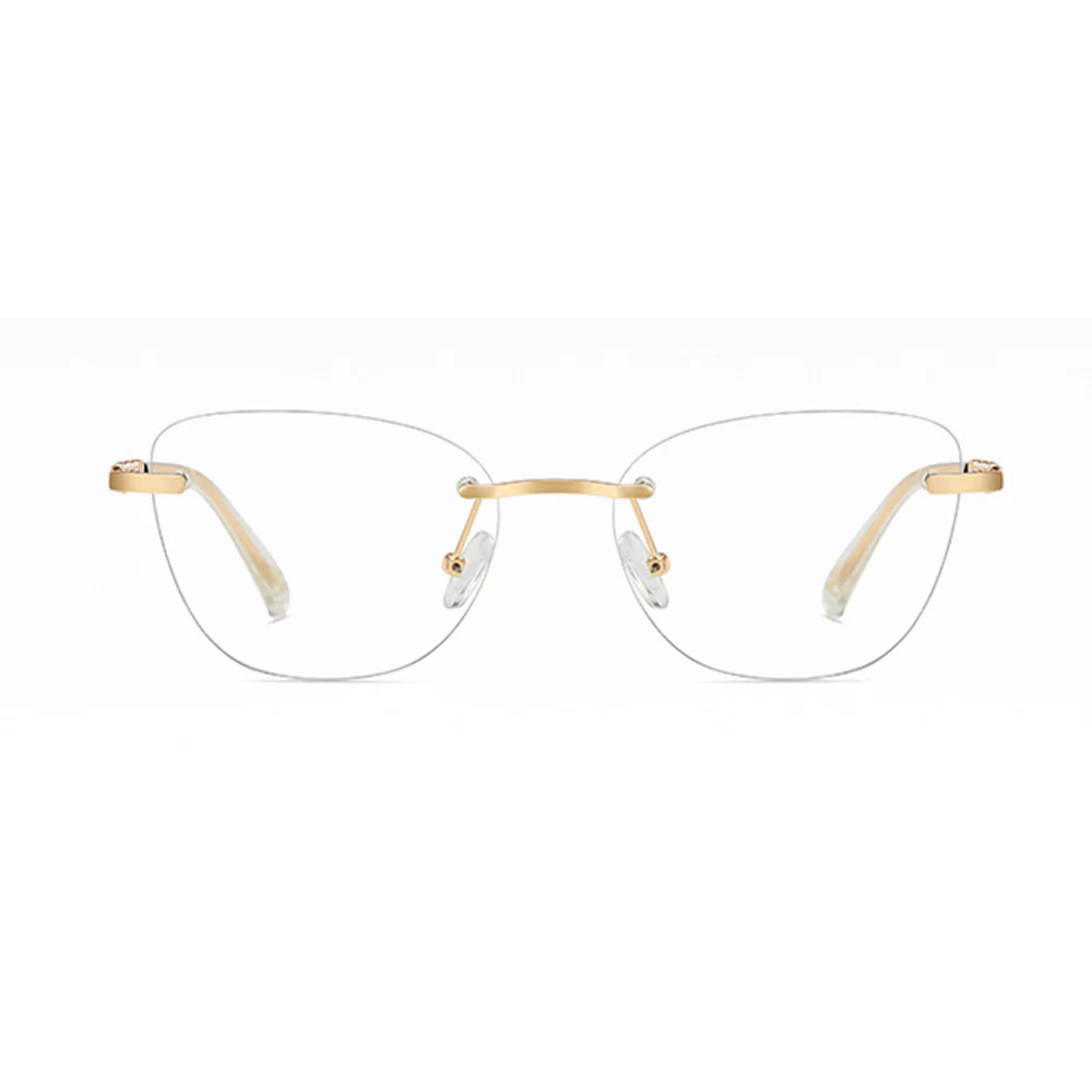 Rimless Cat-Eye Glasses for Women with Crystal Accents VK2328 - Image 5