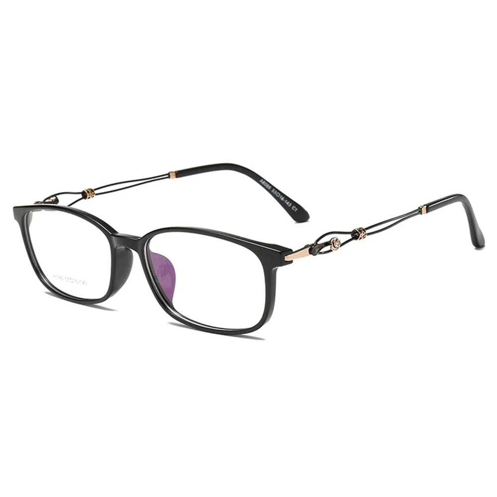 Chic Rectangular Glasses with Hollowed Metal Temples VK2333 - Image 2