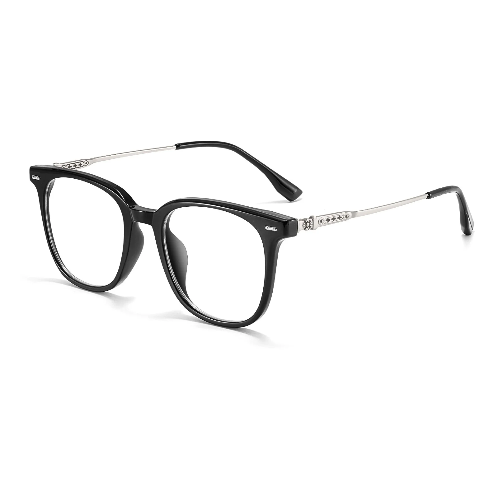 Vintage Style Square Glasses with Metal Accents VK2337 - Image 8