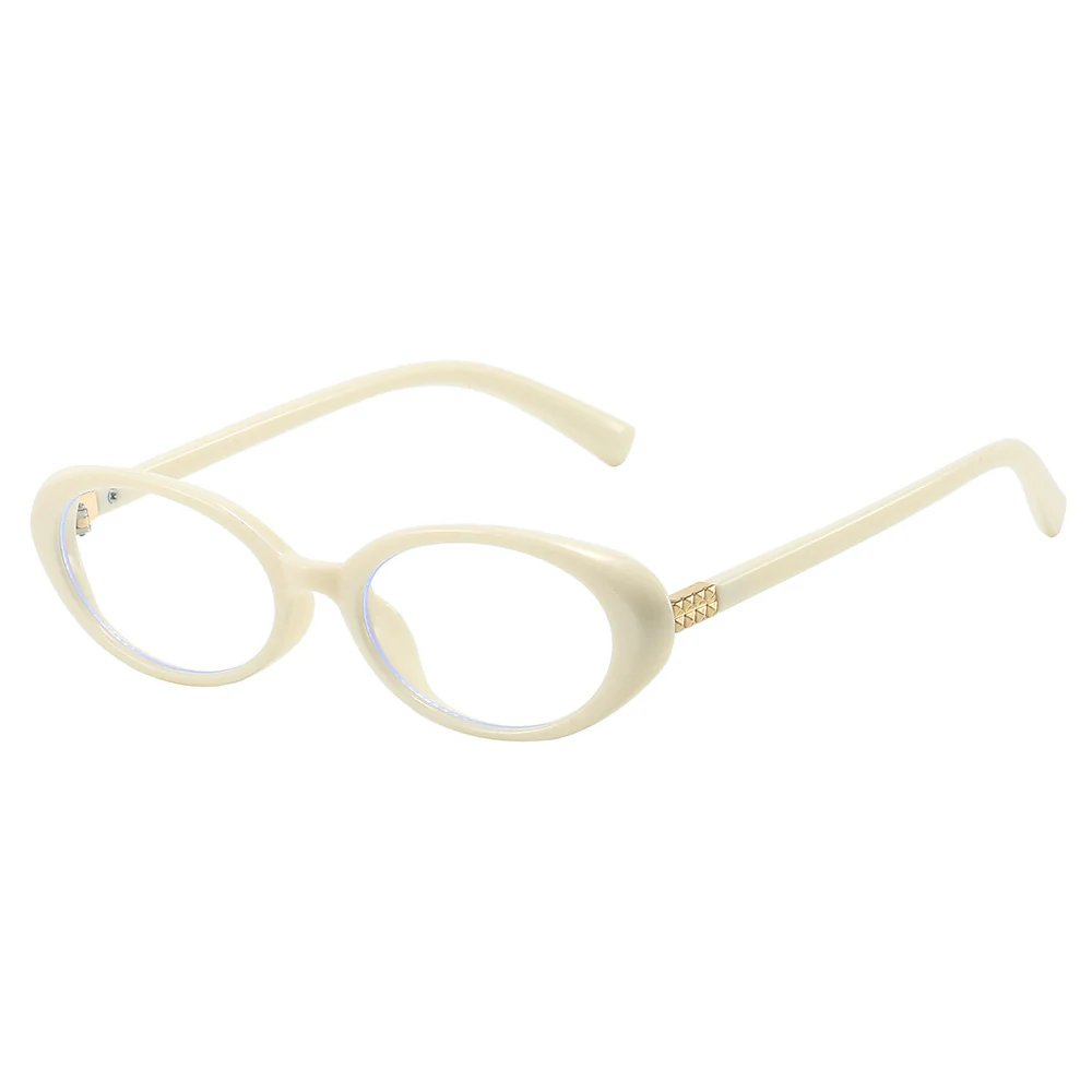 Oval Trendy Glasses with Gold Textured Temple Accent VK2342 - Image 15