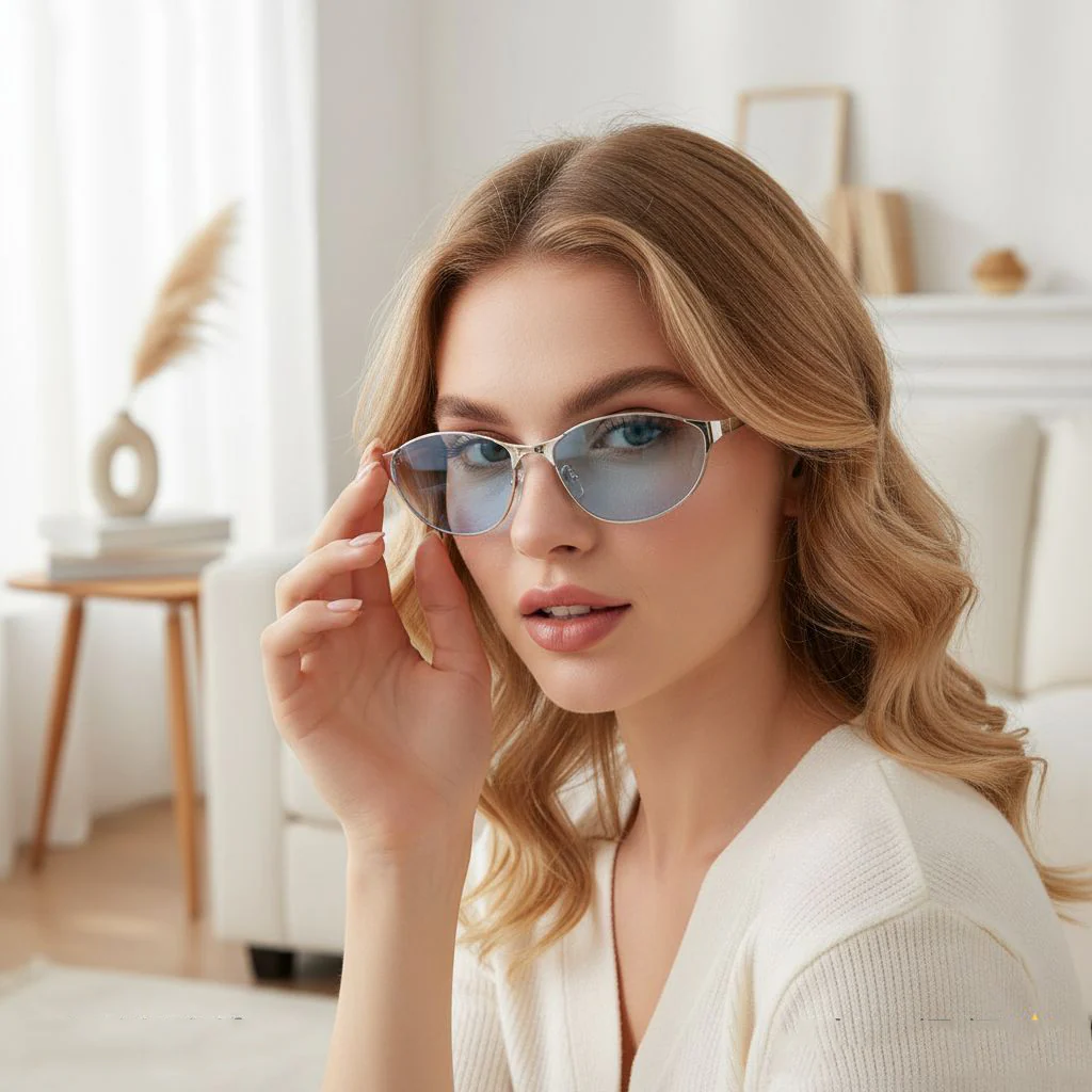 Stylish and Chic Cat Eye Metal Prescription Sunglasses VK2349 - Image 6