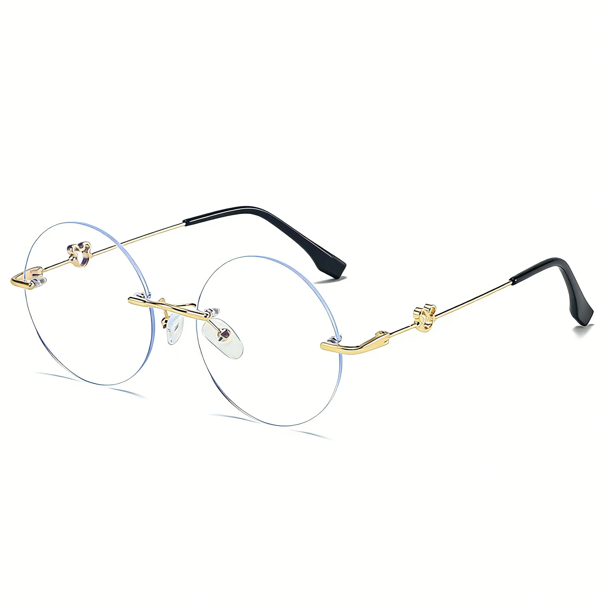 Rimless Metal Anti-Blue Light Optical Round Glasses VK2356 - Image 5