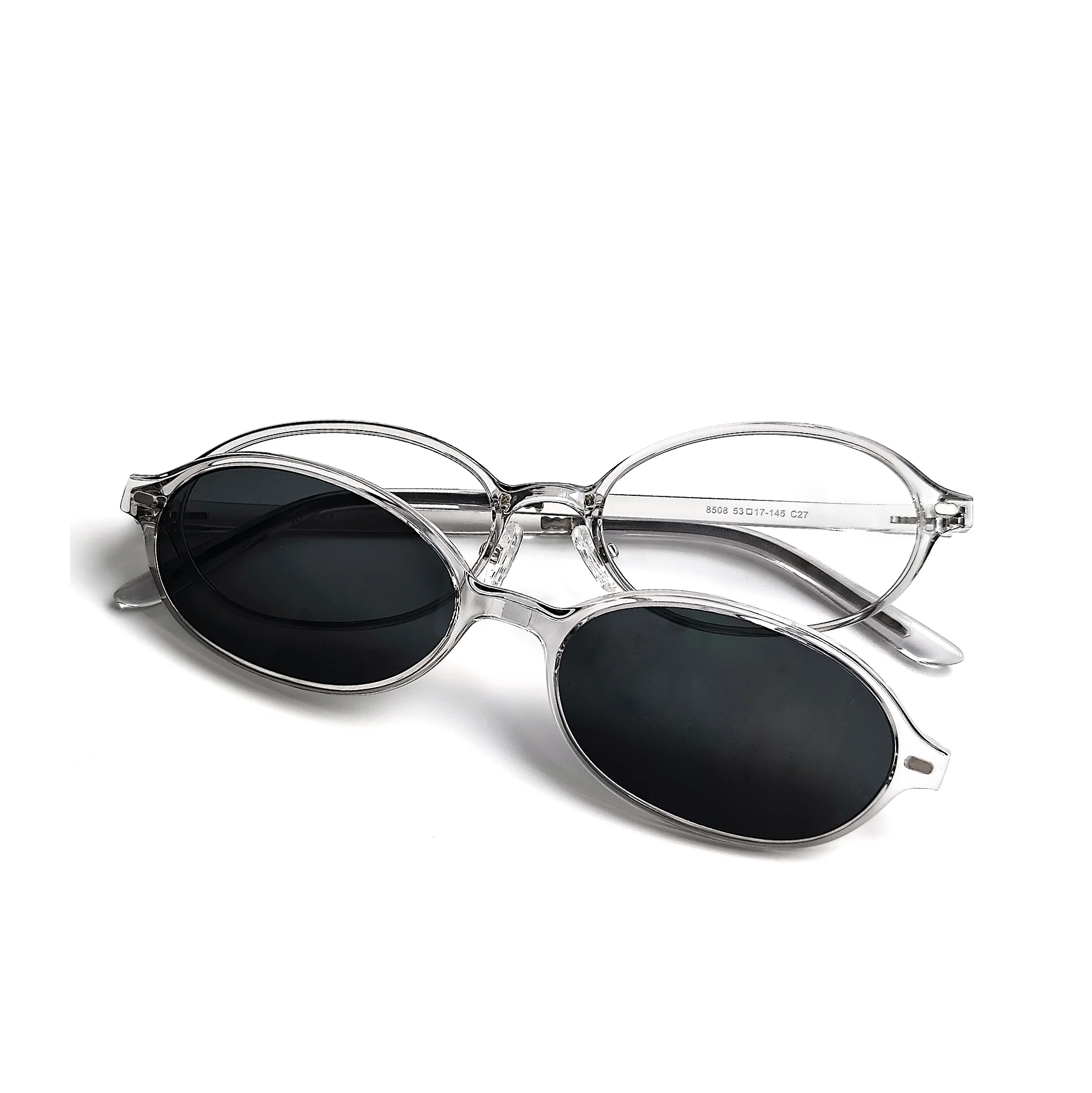 Oval Clip-On Sunglasses with Magnetic Attachment VK2388 - Image 8