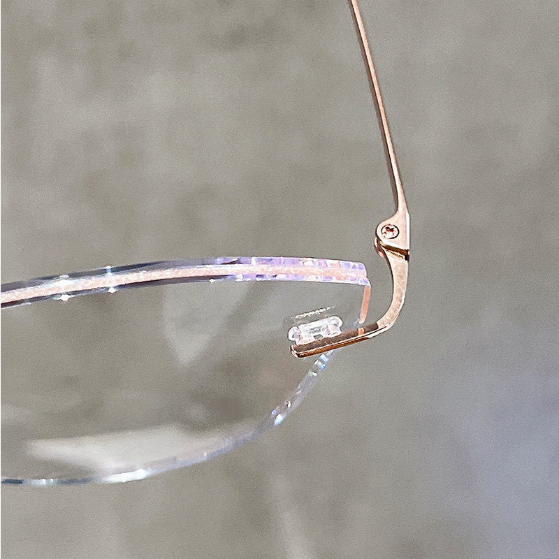 Rimless Cat Eye Glasses with Glitter Edge Detail VK2391 - Image 4