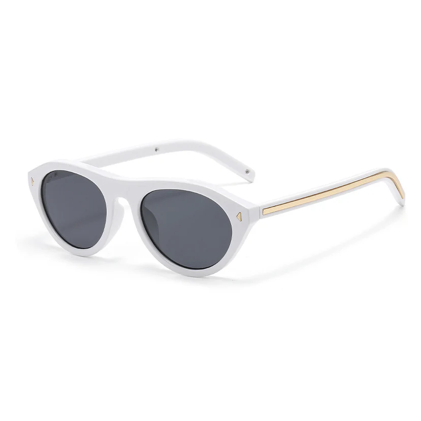Vintage Oval Sunglasses Frame with Metal Inlay Temples VK2400 - Image 11