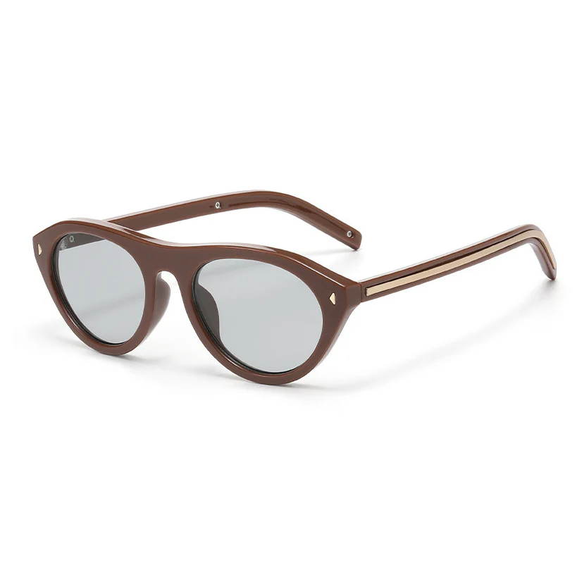 Vintage Oval Sunglasses Frame with Metal Inlay Temples VK2400 - Image 7