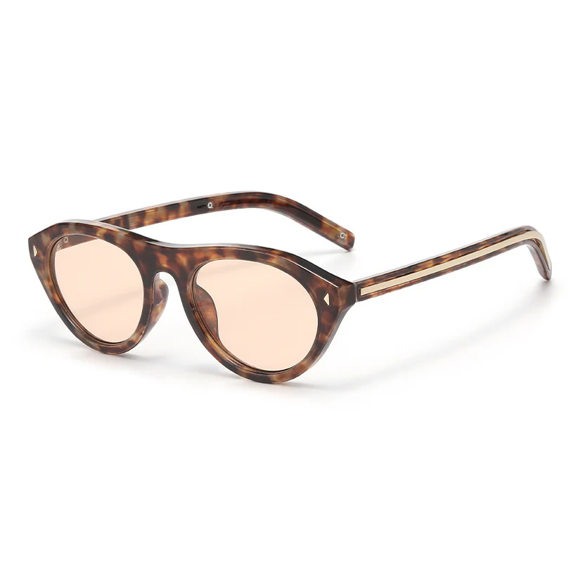 Vintage Oval Sunglasses Frame with Metal Inlay Temples VK2400 - Image 9