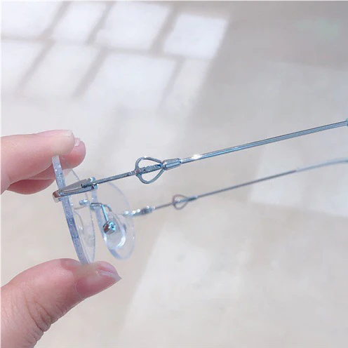 Rimless Silver Glitter Oval Glasses VK2403 - Image 4